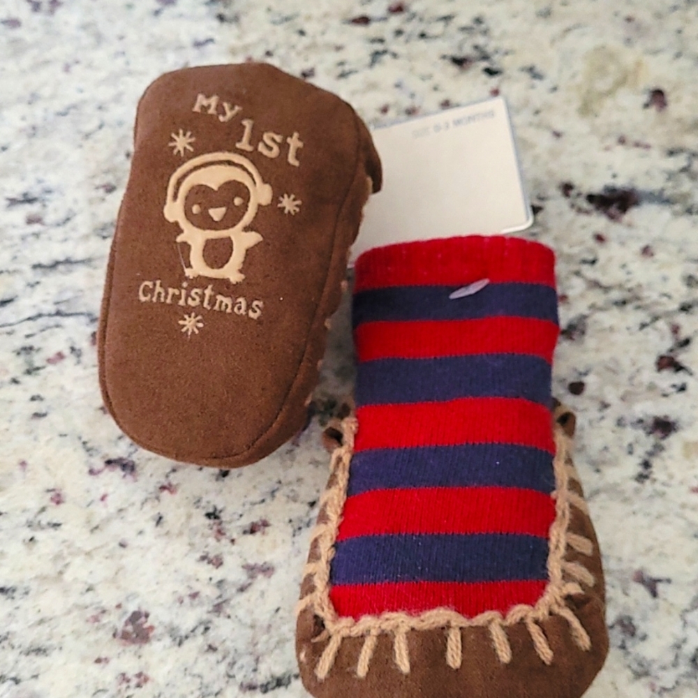 My 1st Christmas  baby B'gosh Slippers - 0-3 Months